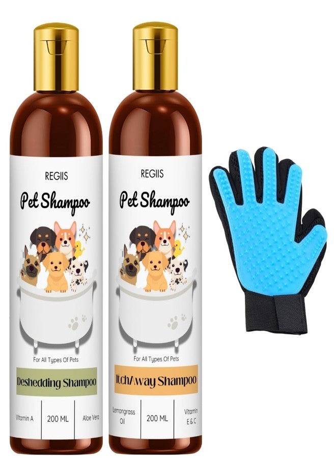 مجموعة ريجيس للعناية بالحيوانات الأليفة، شامبو للكلاب مضاد لتساقط الشعر ومخفف للحكة مع قفاز للتنظيف، 200 مل لكل عبوة - Image 2